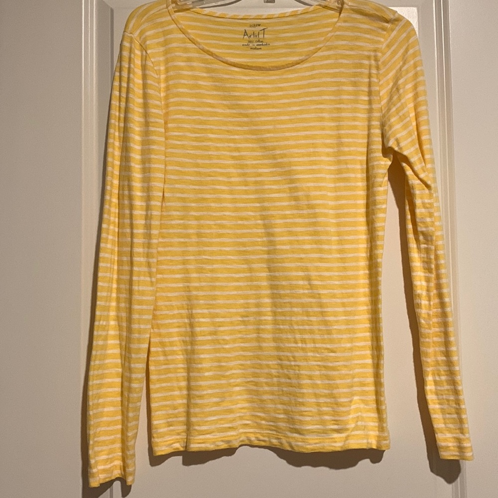 J. Crew Artist T, yellow/white stripe, 100% cotton. Like new. Size: M